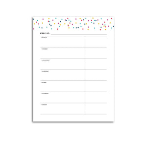 Printable-Weekly Planner, Undated v3 | Signature Confetti-Rings and Disc Planner-Confetti Saturday