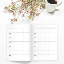 Load image into Gallery viewer, Weekly Planner TN, Undated v3-Travelers Notebook-Weekly TN insert to fit 10 different traveler&#39;s notebook sizes, including A5, Half Sheet, Passport, Personal, Pocket, Micro, A6, B6, Cahier, and Standard.-Confetti Saturday
