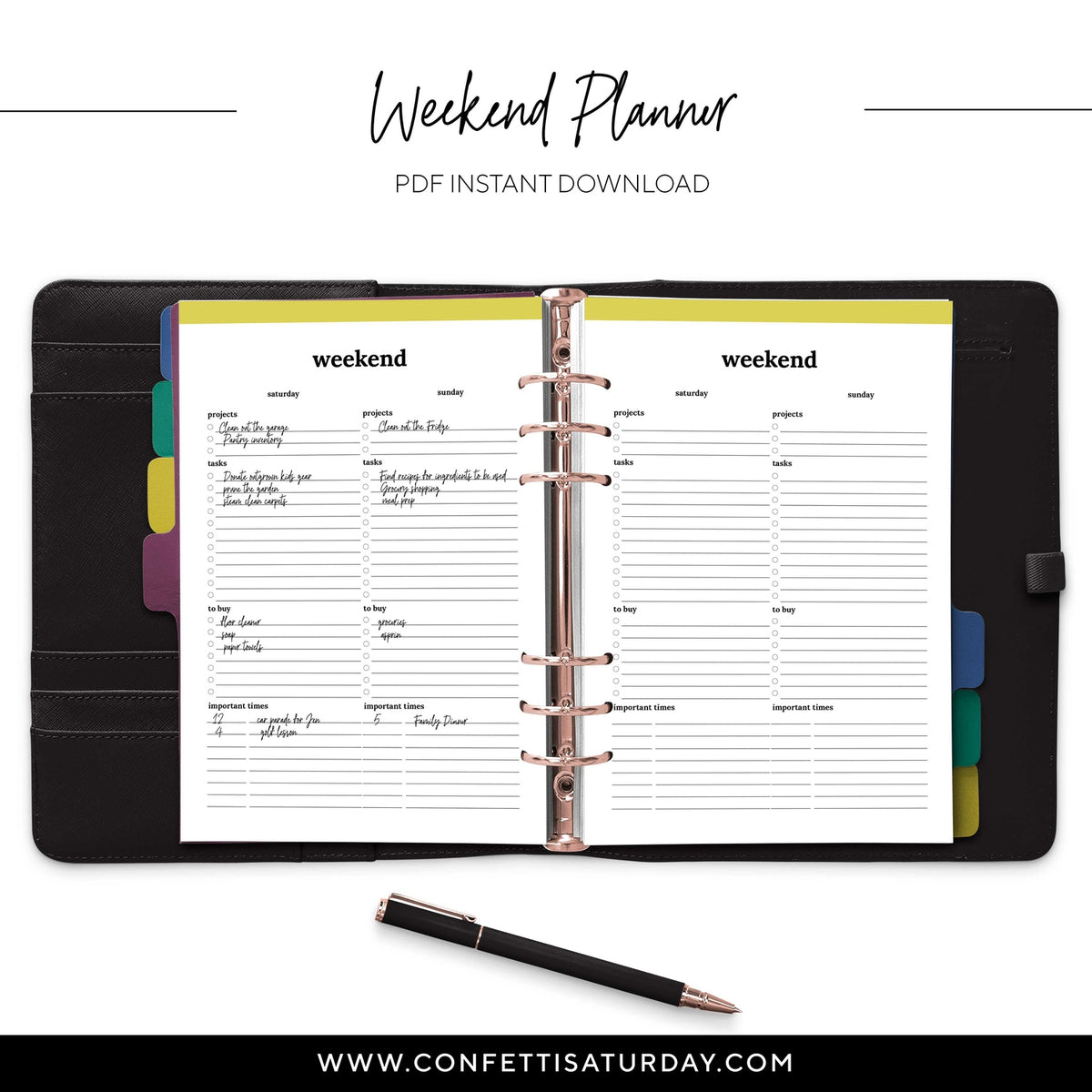 Weekend Planner Pages - Printed and Printable
