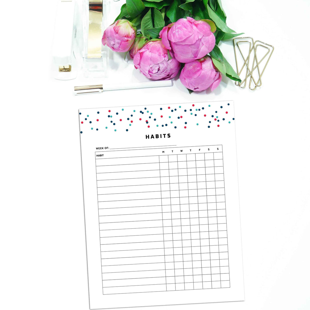 Weekly Habit Tracker Planner | Signature Confetti