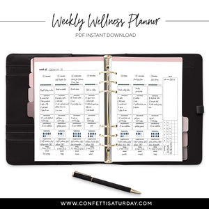 Weekly Wellness Planner Pages, Undated-Confetti Saturday